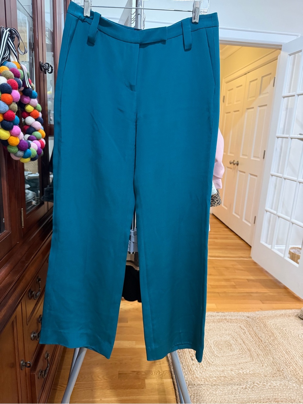 Paige Silk Women's Teal Wide-Leg Pants